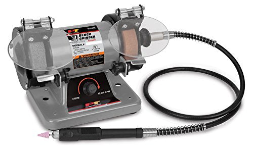 Performance Tool W50003 3-inch Portable Mini Bench Grinder and Polisher with Flexible Shaft and Accessories, 120W, 0-10000 RPM - WoodArtSupply