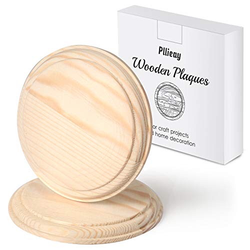 Pllieay 2Pcs 4 Inch Round Wooden Plaque, Unfinished Natural Pine Circle Plaque Wood Base for Craft Projects and DIY Home Decoration - WoodArtSupply