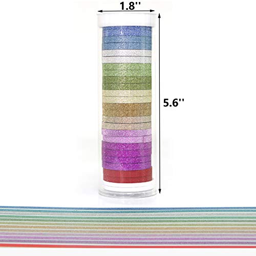 YUKUNTANG Skinny Glitter Paper Washi Tape Set 24 Rolls 12 Color Masking Tape for DIY Crafts Book Designs YUKUNTANG