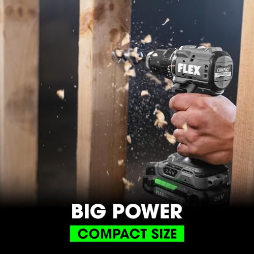 FLEX 24V Brushless Cordless 2-Tool Compact Combo Kit: 1/2-Inch 2-Speed Drill Driver and 1/4-Inch Hex Impact Driver with (2) 2.5Ah Lithium Batteries - WoodArtSupply