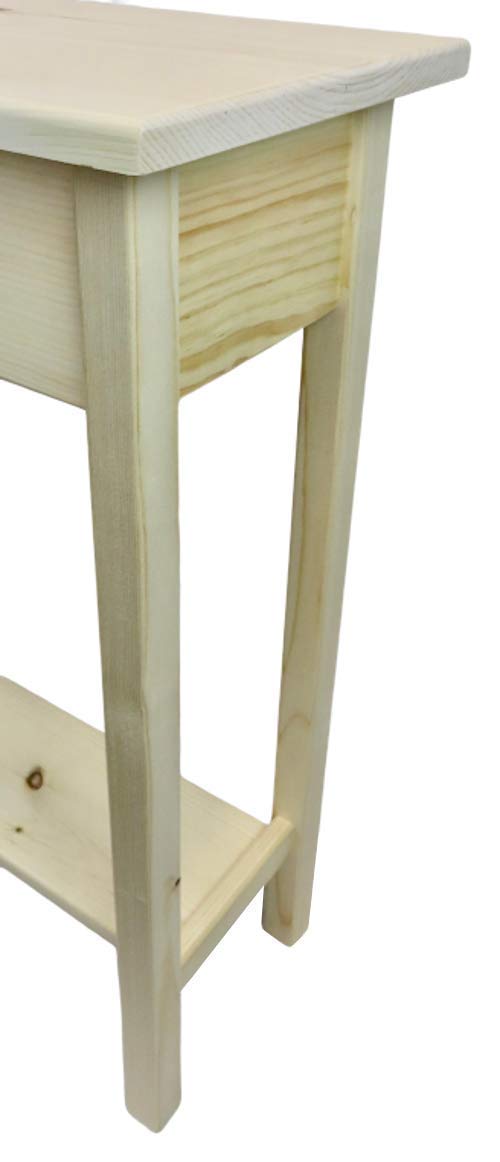 36" Unfinished Pine Console Sofa Table with Bottom Shelf Generic