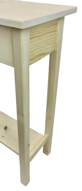 36" Unfinished Pine Console Sofa Table with Bottom Shelf Generic