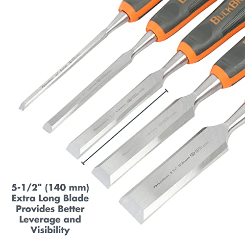 Buck Knives 1/4, 1/2, 3/4, 1, 1-1/4 COMFORT GRIP CHISEL SET - WoodArtSupply