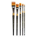 KINGART Original Gold 9120 Flat Rake Series, Premium Golden Taklon Multimedia Artist Brushes, Set of 5 KINGART