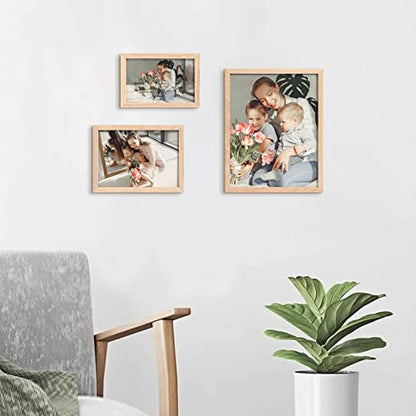 ATOBART 5x7 Picture Frame Made of Solid OAK Wood Covered by Real Glass,5x7 Natural Wood Photo Frame for Wall Mounting or Table Top Display,Set of 4 - WoodArtSupply