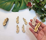 30pcs of Feather Shape DIY Unfinished Wood Jewelry,Laser Cut Natural Wood Earrings Blanks ,Wood Feather Shapes (2'') Yuxuanish