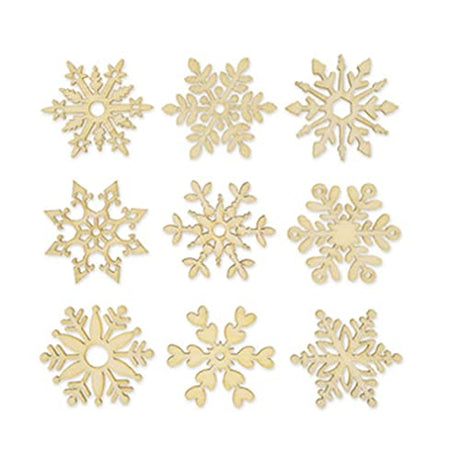 Mini Laser Cuts Wood Shape - Snowflakes - 45 Pieces - 1'' Across Multicraft