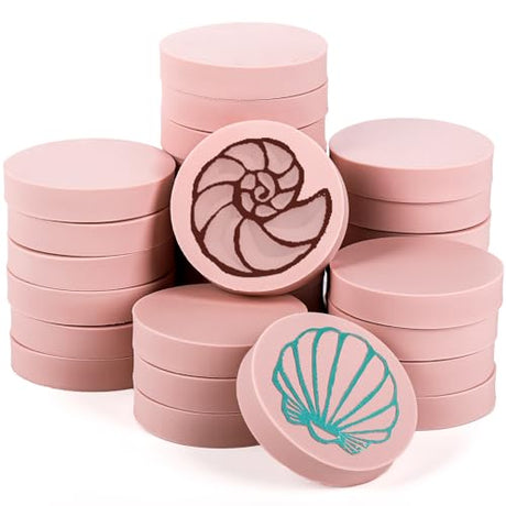 Tosnail 30 Pack 2" Round Rubber Stamp Carving Blocks, Soft Rubber for Craft Project, Great for Beginners and Professional - Pink Tosnail