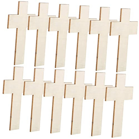 50pcs Easter Cross Cutouts Wood Crafts Unfinished Cross Unfinished Wood Cross Unfinished Blank Cross Craft Wood Chips Cross Embellishments Wood Toy SUPVOX