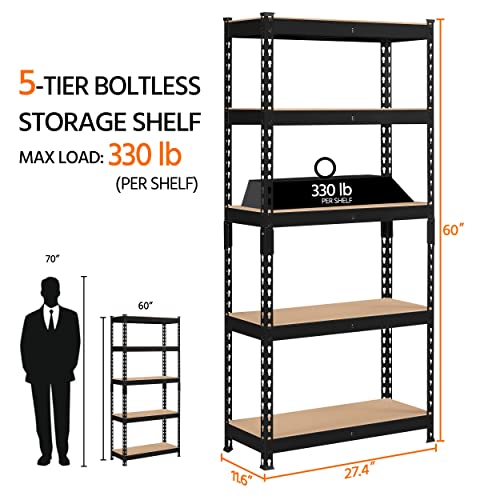 Topeakmart 4 PCS 5-Tier Utility Shelves, Metal Storage Shelves Garage Shelving Unit Adjustable Garage Storage Shelves Storage Racks Heavy Duty Shed - WoodArtSupply