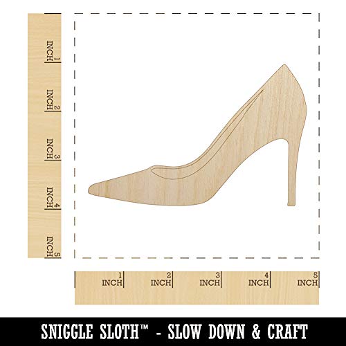 High Heel Pump Shoe Unfinished Wood Shape Piece Cutout for DIY Craft Projects - 1/4 Inch Thick - 4.70 Inch Size Sniggle Sloth