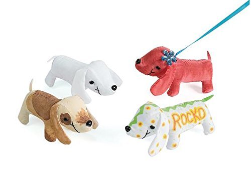 Colorations Set of 12 Decorate Your Own Fabric Plush Stuffed Puppy Dog, Arts & Crafts, Autograph, Signatures, Smooth, 4-1/4"H x 8-1/4"L each Colorations