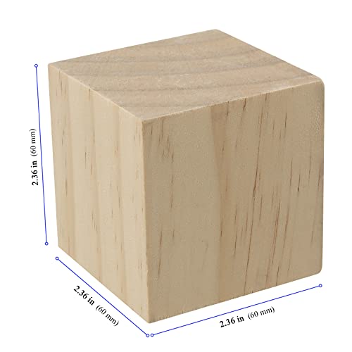 KEILEOHO 10 PCS 2.5 Inch Wooden Blocks, Unfinished Wooden Cubes, Solid Blank Square Blocks for Crafts, Painting, Puzzle Making, Decorating, DIY - WoodArtSupply