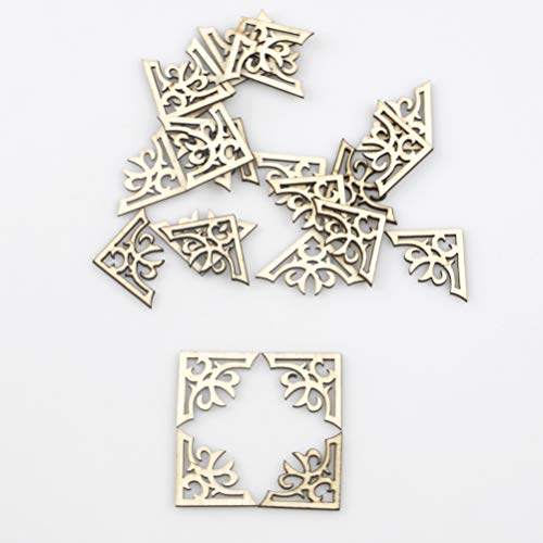 Exceart 100pcs Unfinished Wood Slices Wooden Book Corner Protectors DIY Craft Wood Embellishments for Scrapbooking Album Menu Home Wedding Decoration EXCEART