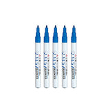 Uni-Paint Oil Based Paint Marker 5 Pens Bundle Set , Multi surface Marking Pen (PX-21) Fine Point Blue Colour Uni-Paint