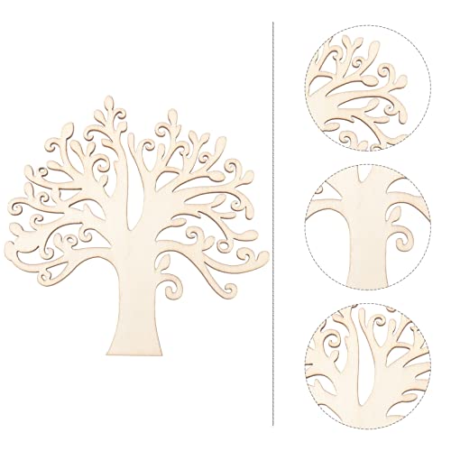 Milisten 10pcs Family Tree Wood Cutouts Blank Wooden Tree Embellishments for DIY Crafts Wooden Ornaments Home Decoration Scrapbooking Embellishments