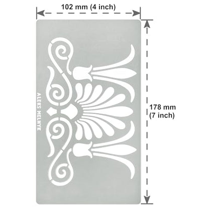 Aleks Melnyk No.335 Metal Stencil, Ancient Greek and Roman Ornament Design, Border, Palmette Motif, Patterns, Small Stencil, 1 PC, Template for Wood - WoodArtSupply