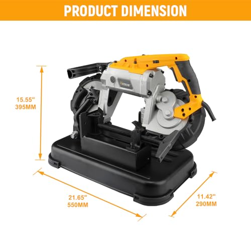 Hoteche Portable Band Saw 10-Amp 5-Inch Cutting Capacity Variable Speed Compact Band Saw with Stand for Woodworking and Metalworking Hoteche