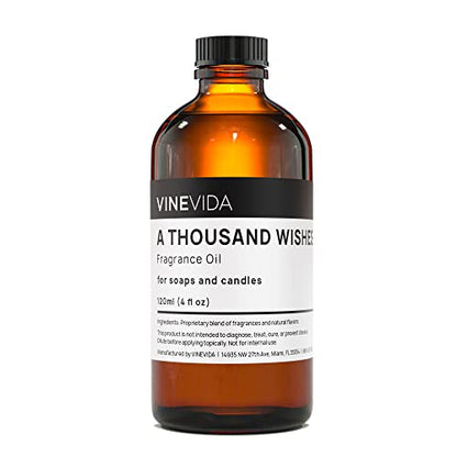 VINEVIDA [4oz] A Thousand Wishes Fragrance Oil for Candle Making Scents for Soap Making, Perfume Oils, Soy Candles, Home Scents Oil Diffusers, Bath - WoodArtSupply