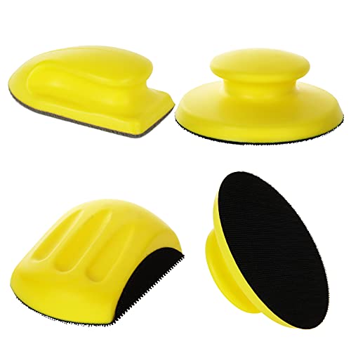 MIVIDE 4 PCS 5 inch Hook and Loop Hand Sanding Block, Round Mouse-Shaped Nano Gray Bottom for 5 Inch Hook and Loop Discs Ideal for Woodworking, MIVIDE