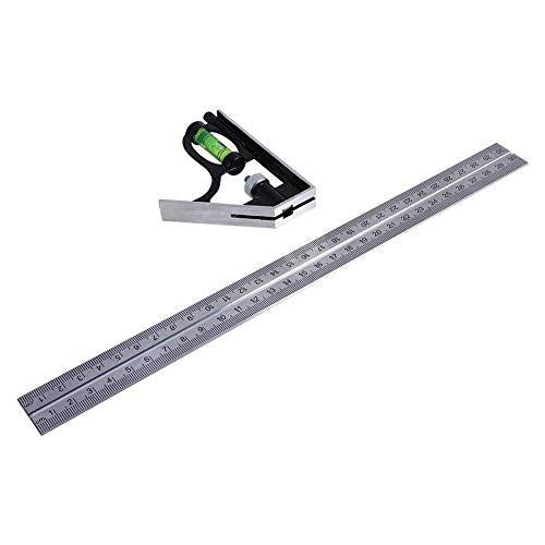 300mm (12") Combination Square Ruler, 1PC Adjustable Engineers Combination Try Square Set, Right Angle Ruler, Stainless Steel Finished Ruler, for Diyeeni