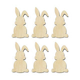 6 Pack of 3 inch Bunny shaped cutouts , Rabbit Wood cutouts, Unfinished Easter Bunny wood cutout, DIY Craft wooden cutout WoodArtSupply