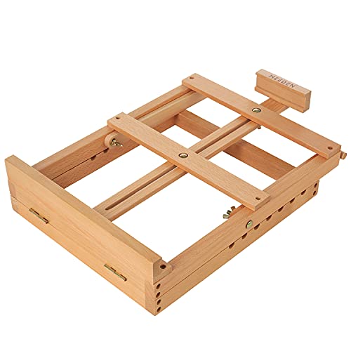 MEEDEN Heavy-Duty Tabletop Studio H-Frame Wooden Easel- Solid Beech Wood Adjustable Artists Desktop Wood Easel Table for Artist, Beginners & Teens-