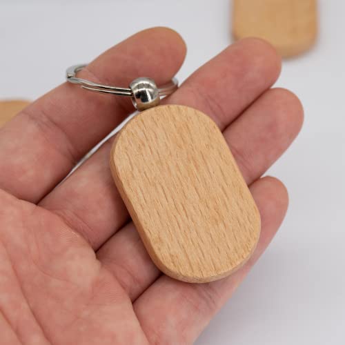 TFoRibbon Blank Wooden Key Tag Key Chain Rectangle Wood Engraving Blanks 20 Pack TFoRibbon