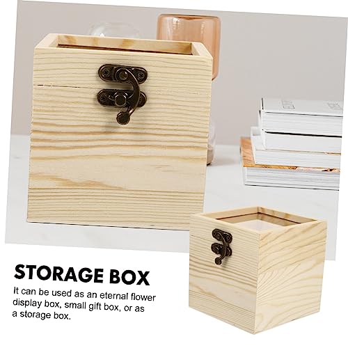 Yardenfun 1pc Wooden Box with Glass Lid Glass Jewelry Keepsake Jewelry Container Earring Display Holder Unfinished Wooden Chest Wedding Decorations Yardenfun