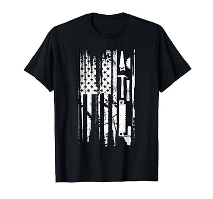 American Flag Woodworking Gift Carpenter Wood Working T-Shirt