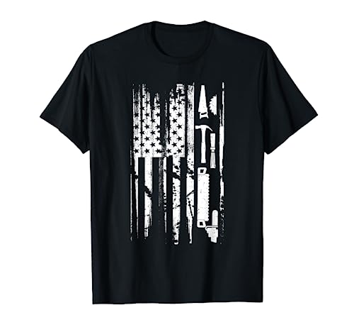 American Flag Woodworking Gift Carpenter Wood Working T-Shirt - WoodArtSupply