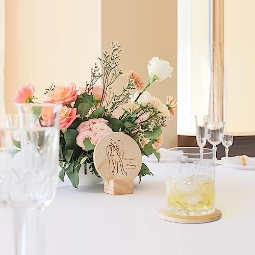 36Pcs Unfinished Wood Coasters-4" Unfinished Natural Wood Slices for Crafts Round with Non-Slip for Wedding Decoration/Blank Coasters Wood Kit DIY Yangbaga