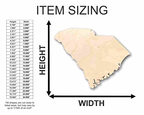 Unfinished Wood South Carolina Shape - State - Craft - up to 24" DIY 24" / 1/4" - WoodArtSupply