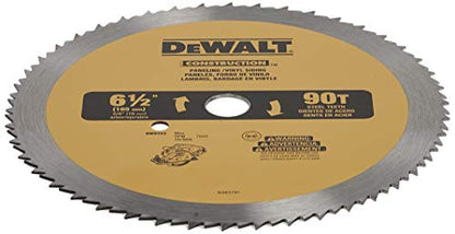 DEWALT Circular Saw Blade, 6 1/2 Inch, 90 Tooth, Vinyl Cutting (DW9153) - WoodArtSupply