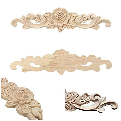 alblinsy Wood Carved Onlay Applique Craft Unpainted Decal Door Corner Home Frame Decor Unpainted Cabinet Bed Furniture Home Decoration (5PCS - WoodArtSupply