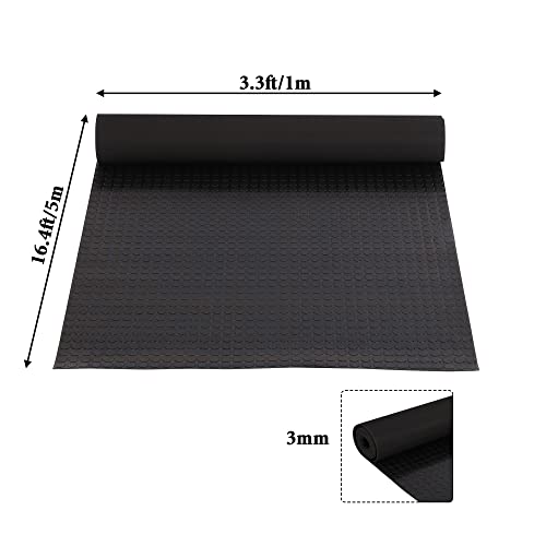 Baoz Garage Floor Rubber Mat 16.4x3.3ft Anti-Slip Rubber Floor Protector Mat Heavy Duty Coin-Grip Rubber Flooring Rolls Parking Mats for Industry Baoz