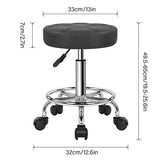 WKWKER Round Rolling Stool with Footrest PU Leather Height Adjustable 360° Swivel Stool with Wheels Office Stool Chair Home Drafting Work Studio Shop WKWKER