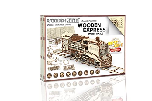 3D Wooden Train Model Kit for Adults – Elegant Laser Cut Mechanical Puzzle by WOODEN.CITY WOODEN.CITY