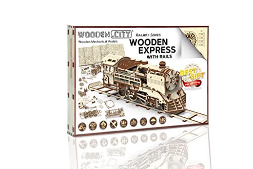 3D Wooden Train Model Kit for Adults – Elegant Laser Cut Mechanical Puzzle by WOODEN.CITY - WoodArtSupply