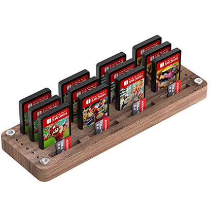 FEIFANZHE Switch Game Storage Wooden Case for 16 Nintendo Switch Games Card, Switch Game Card Holder, Switch Storage Box. TF Card Case(16*Switch Card