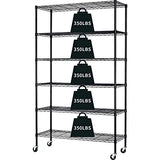 HCY 6-Tier Storage Shelf Heavy Duty Shelving Unit NSF Height Adjustable Metal Rack with Wheels for Laundry Bathroom Kitchen Garage Pantry HCY
