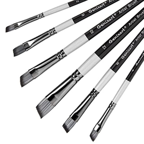 Angular Paint Brushes Set, 6 Pcs Angled Paintbrushes for Acrylic Oil Watercolor Gouache Painting, Premium Nylon Hair Angle Shader Brush for Art Genixart