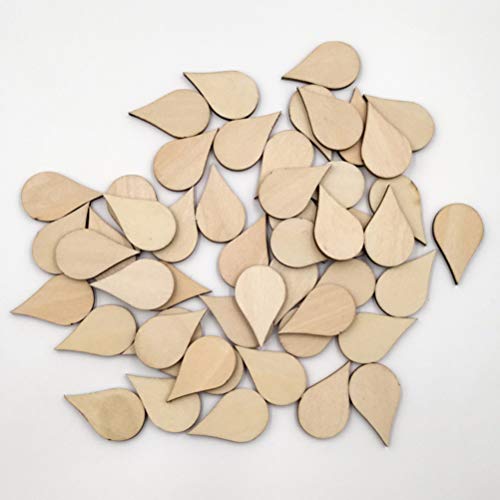 ARTIBETTER Wedding Decor 100 Pcs 30x18mm Wooden Slices Blank Unfinished Wood Teardrop Shaped Wooden Crafts Wood Cutout Ornament for DIY Art Craft ARTIBETTER