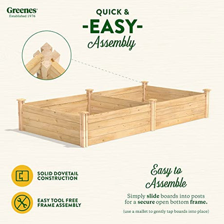 Greenes Fence Original Cedar Raised Garden Bed, 4' x 8' x 14" - Made in USA with North American Cedar Greenes Fence