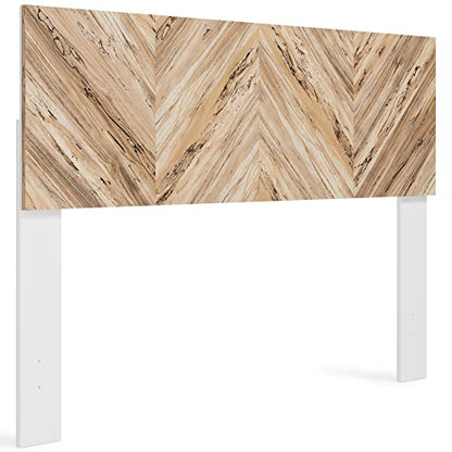 Signature Design by Ashley Piperton Contemporary Platform Headboard ONLY, Queen, Two-Tone White