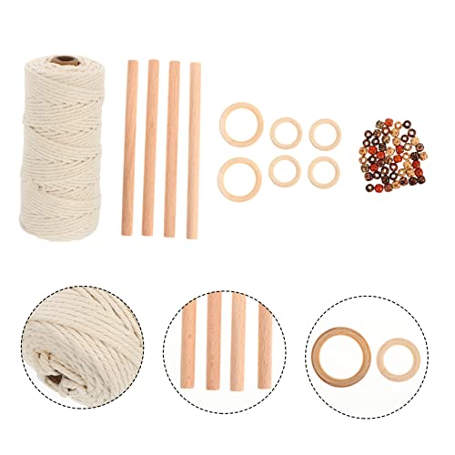 EXCEART 2 Sets Tapestry DIY Accessories Macrame Kit Plant Unfinished Wood Circles Macrame Making Kit Cotton Cord Kit DIY Wall Hanging Craft Cotton EXCEART