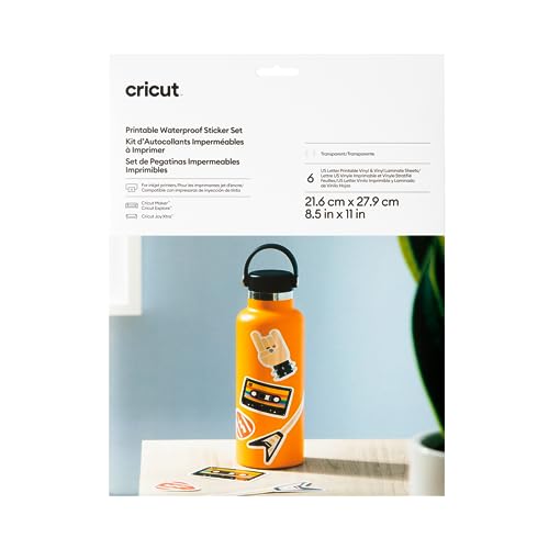 Cricut Waterproof Sticker Paper - US Letter Size (8.5in x 11in), Sticker Paper for Printer, Compatible with Cricut Maker, Explore 3, & Cricut Joy - WoodArtSupply