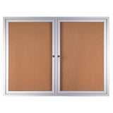 WorkPro® Enclosed Double-Door Cork Bulletin Board, 36" x 48", Aluminum Frame With Silver Finish WorkPro