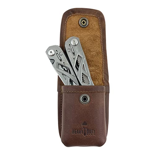 Heavy Duty Hide, Multitool Sheath Handmade from Full Grain Leather - Belt Holster Tool Pouch, Carry Tools on Your Hip for Easy on The Job Access - Heavy Duty Hide