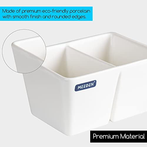 MEEDEN Ceramic Paint Palette, Paint Brush Wash Bowl, 2 Deep Well Artist Paint Palette, White Porcelain Watercolor Painting Dish, Large Capacity MEEDEN